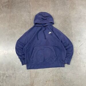 Nike Navy Pullover Hoodie Swoosh‎ Logo Y2K Men's L